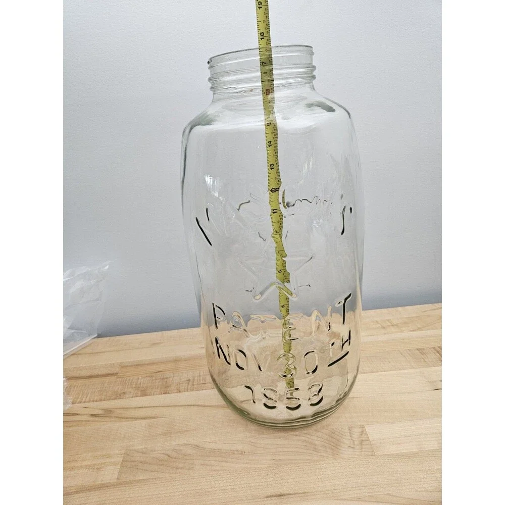 GIANT Vintage Mason Jar 18” Clear Patent Nov 30th 1858 Eagle 5 Gallon w/ Handle